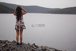 人,女子,海洋