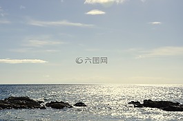 海灘,海,日落