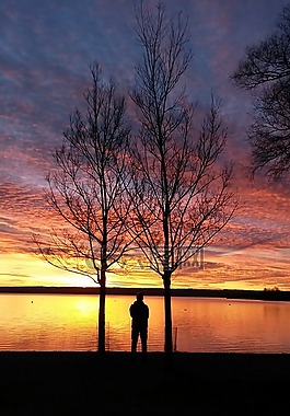 ammersee,日落,德国
