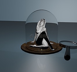 女子,玻璃,放大鏡