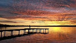 ammersee,日落,德国