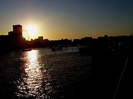 日落,泰晤士,河
