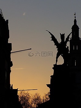 日落,雕像,側(cè)影