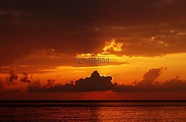 日落,海洋,海