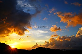 天空,云,日落