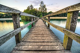 橋,日落,水