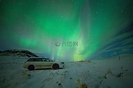 綠色,極光,自然