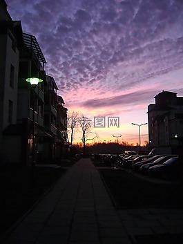 日出,天空,云