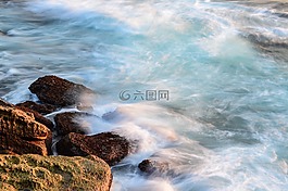 海洋,波,巖