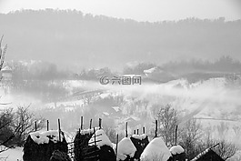 薄霧,雪,上午