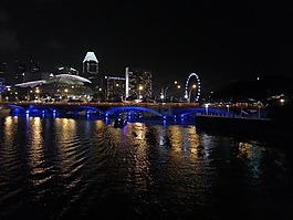 新加坡,水,夜