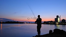 魚(yú),釣魚(yú)者,日落