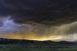 雷暴,日落,天空