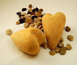 特寫,鵝卵石,木材