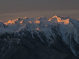 日落,山,景觀