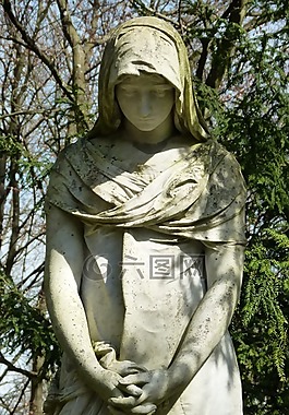 墳場,女雕像,祈禱