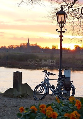 河,日落,abendstimmung