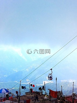 缆车,山,高峰