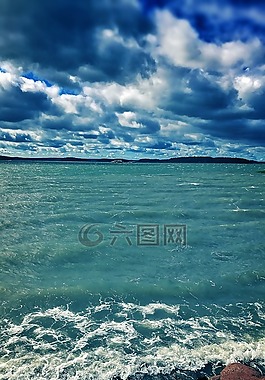 海灘,天空,水