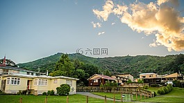 景觀(guān),房子,山