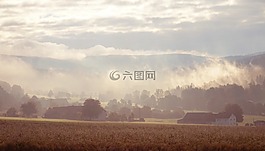 霧,上午,山