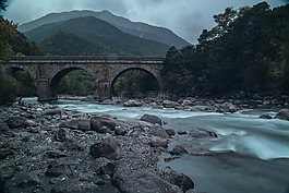 桥,河,岩