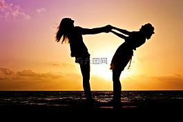 側(cè)影,日出,婦女