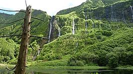 瀑布,山,景觀