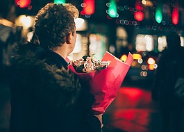 男子,鮮花,模糊