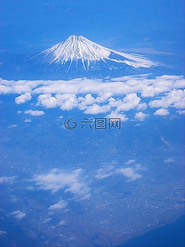 富士山,空中拍攝的照片,云