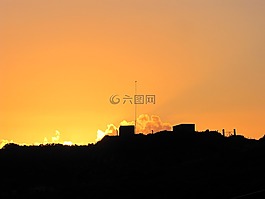日落,景觀,戶外