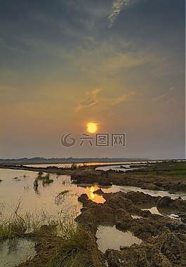 景觀,日出,日落