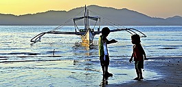 海灘,兒童,釣魚