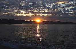 海灘,海,日出