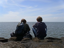 朋友,海,水