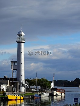 燈塔,水,湖