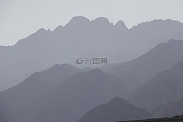 山,全景,黑與白