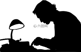 作家,陰影,男子