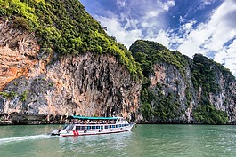 懸崖,海洋,船