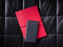 黑,皮革,電話