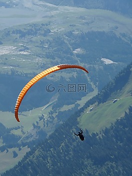 降落傘,綠色,山
