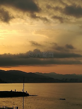 黎明,漁民,海
