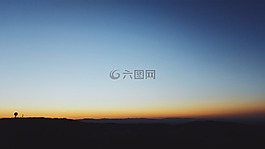 日落,山,樹