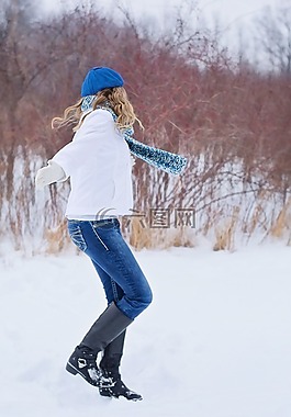 女子,雪,冬天