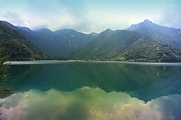 水,鏡像,山