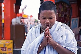 祈禱,印度,男孩
