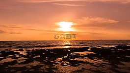巖質(zhì)海岸,日落,海