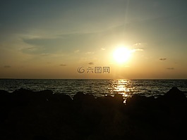 卡塔赫納,日落,海灘