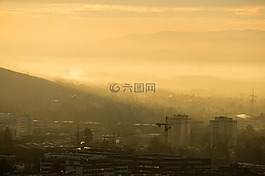 日落,弗賴堡,傍晚的天空