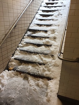 雪,樓梯,地鐵